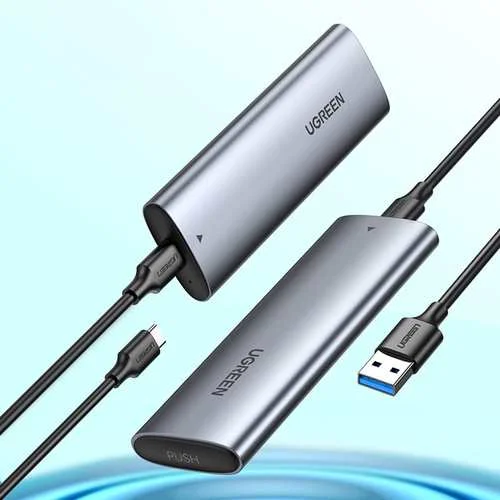 Thiết bị đựng ổ cứng cỡ M.2, dùng để kết nối ổ cứng Sata NGFF với máy tính qua cổng usb, kèm dây cáp Ugreen (10903)