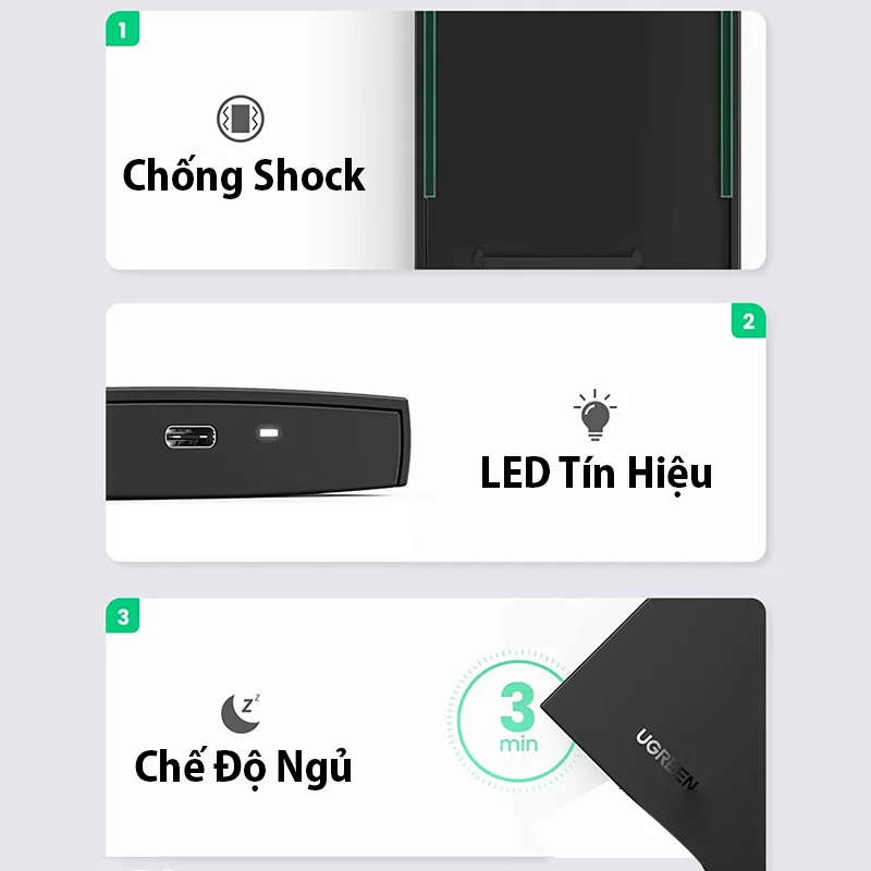Thiết bị đựng ổ cứng, dùng để kết nối ổ cứng sata với máy tính để bàn qua cổng USB C, Ugreen (80556) — ảnh 6