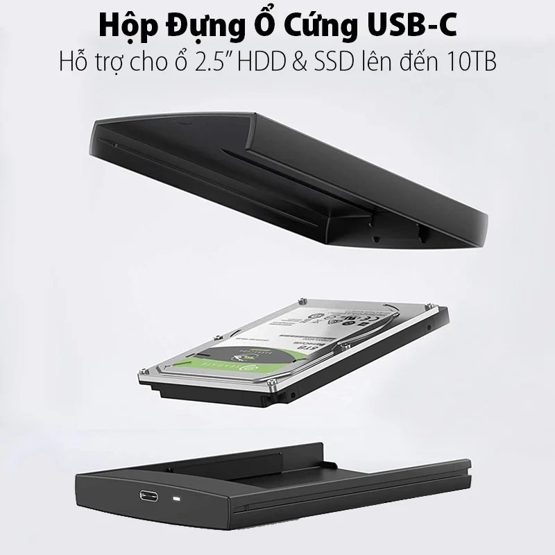 Thiết bị đựng ổ cứng, dùng để kết nối ổ cứng sata với máy tính để bàn qua cổng USB C, Ugreen (80556)