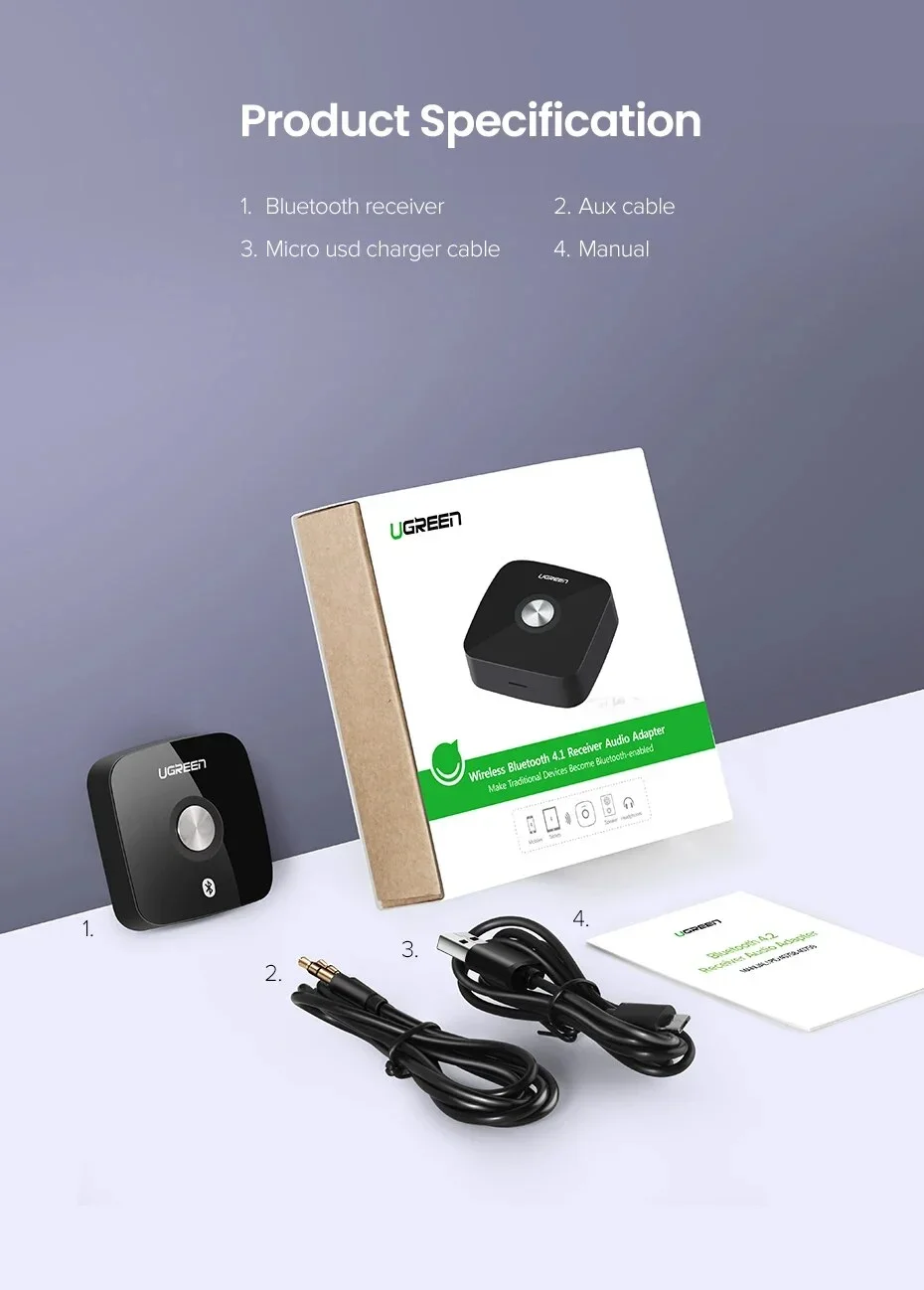Thiết bị nhận Bluetooth 4.2 , màu đen Ugreen (40758)