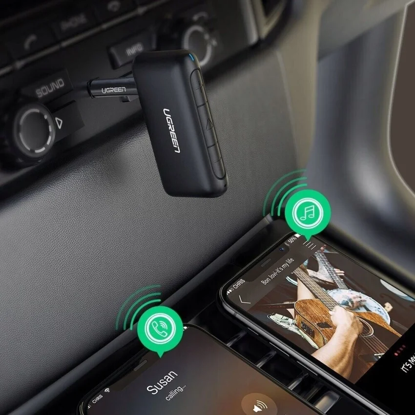 Thiết bị nhận Bluetooth 5.0 công suất 10mW, màu đen Ugreen (70303)