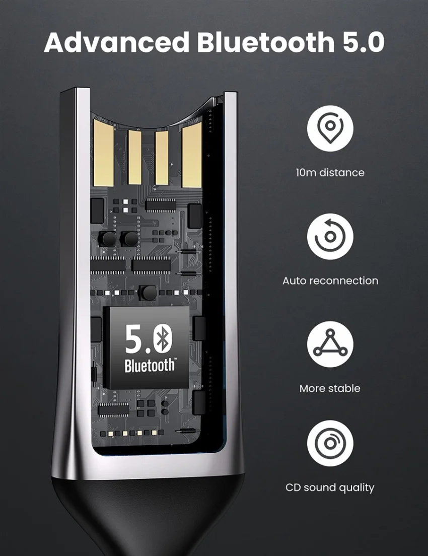 Thiết bị nhận Bluetooth 5.0 công suất Bluetooth 10mW, đầu ra 3.5mm Ugreen (70603) — ảnh 3