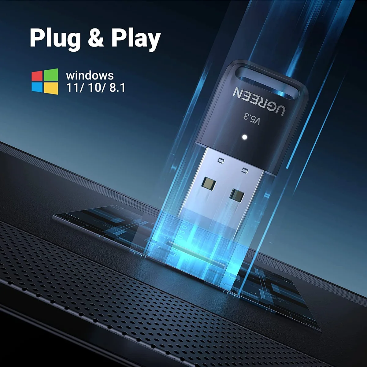 Thiết bị USB Bluetooth USB 5.3 công suất 10mW, màu đen Ugreen (90225)