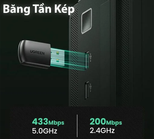 Thiết bị USB nhận Bluetooth công suất Bluetooth 20mW, màu đen Ugreen (20204)
