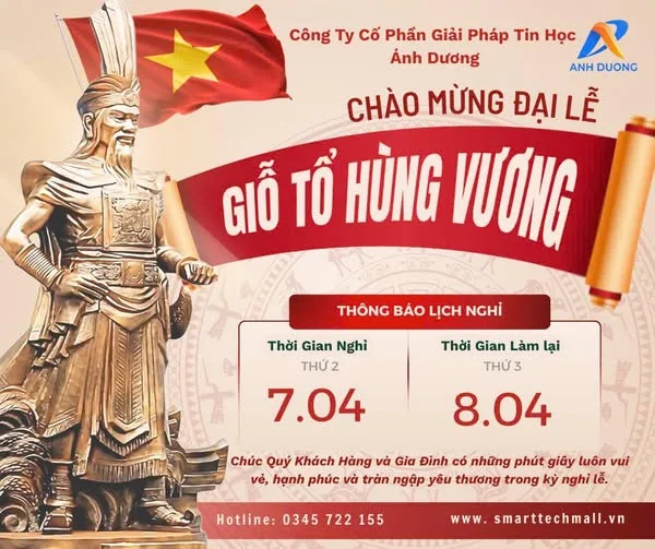 Thông báo lịch nghỉ lễ giỗ tổ Hùng Vương năm 2025 - Công ty cổ phần giải pháp tin học Ánh Dương