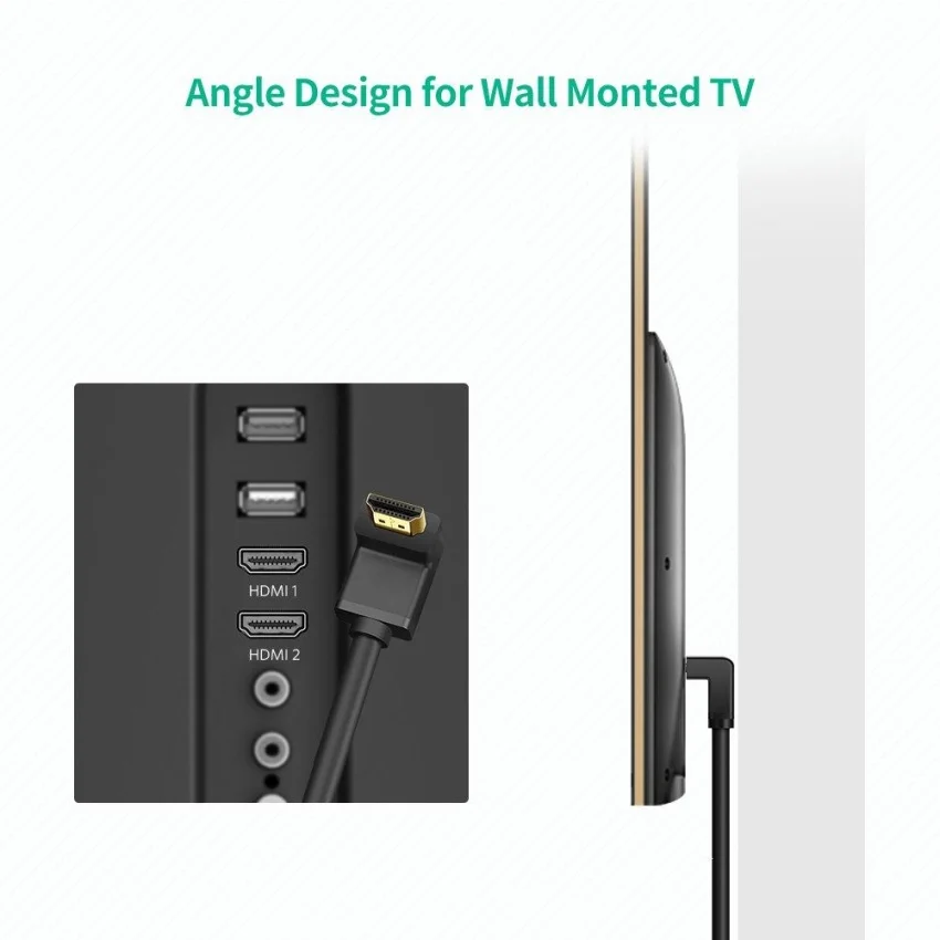 Ugreen 10123 5M màu Đen Cáp tín hiệu HDMI chuẩn 1.4 đầu bẻ góc 90 độ HD103 — ảnh 4