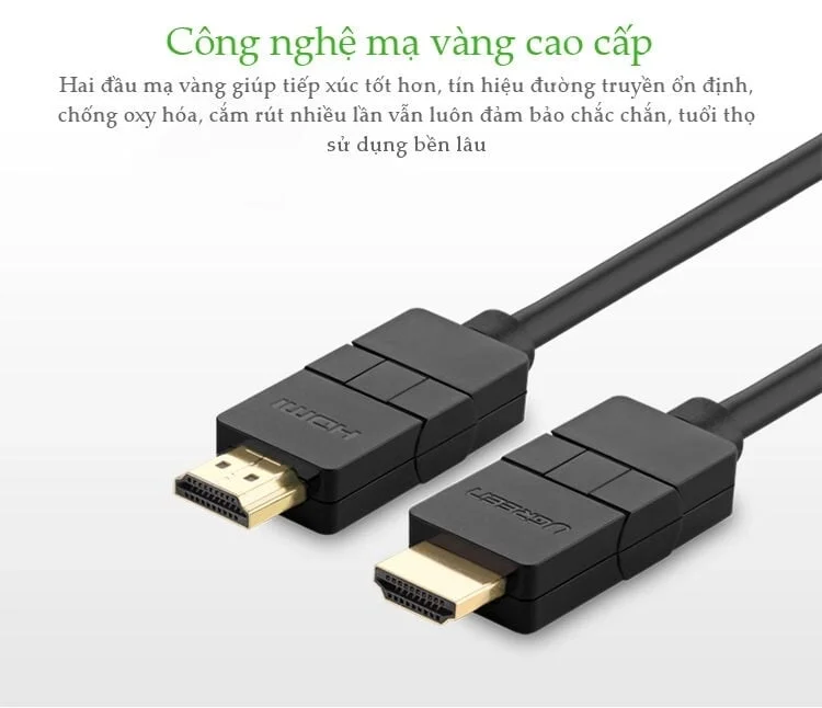 Ugreen 10126 2M màu đen Cáp tín hiệu HDMI đầu xoay 180 độ cao cấp HD105 — ảnh 3