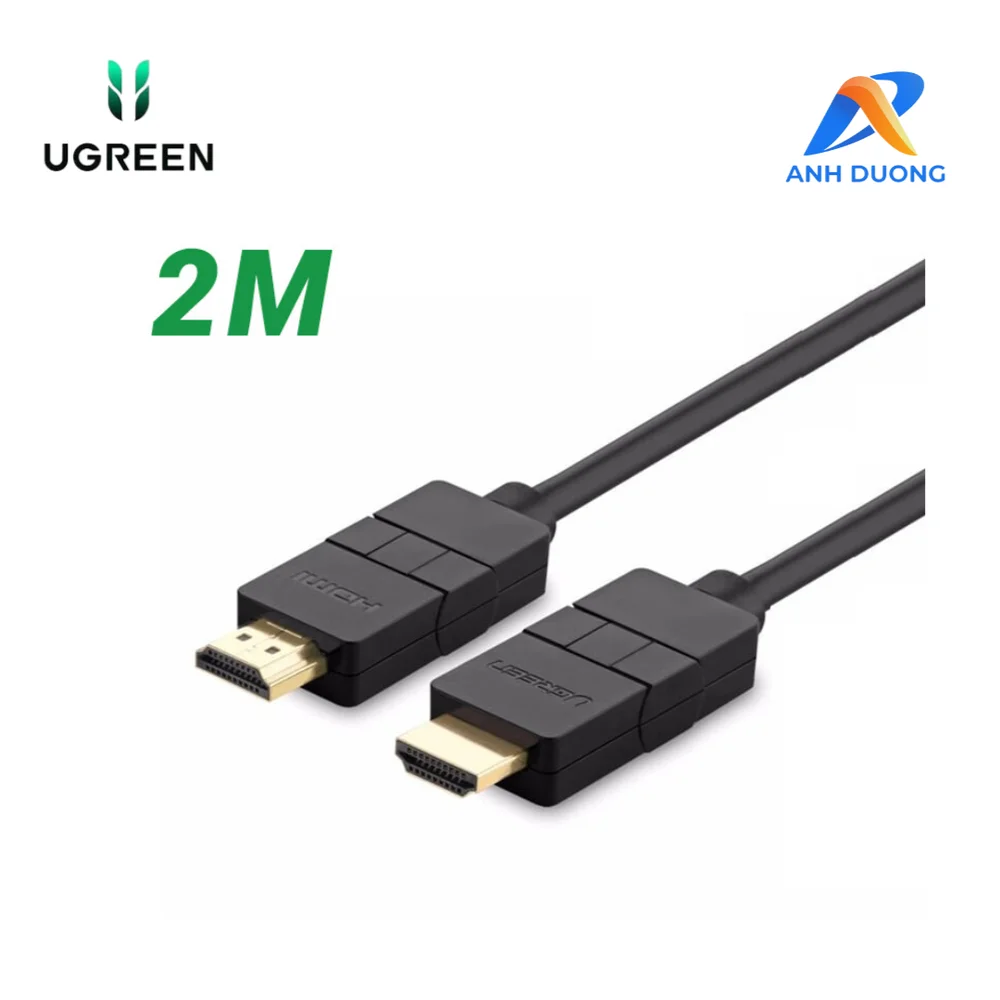 Ugreen 10126 2M màu đen Cáp tín hiệu HDMI đầu xoay 180 độ cao cấp HD105