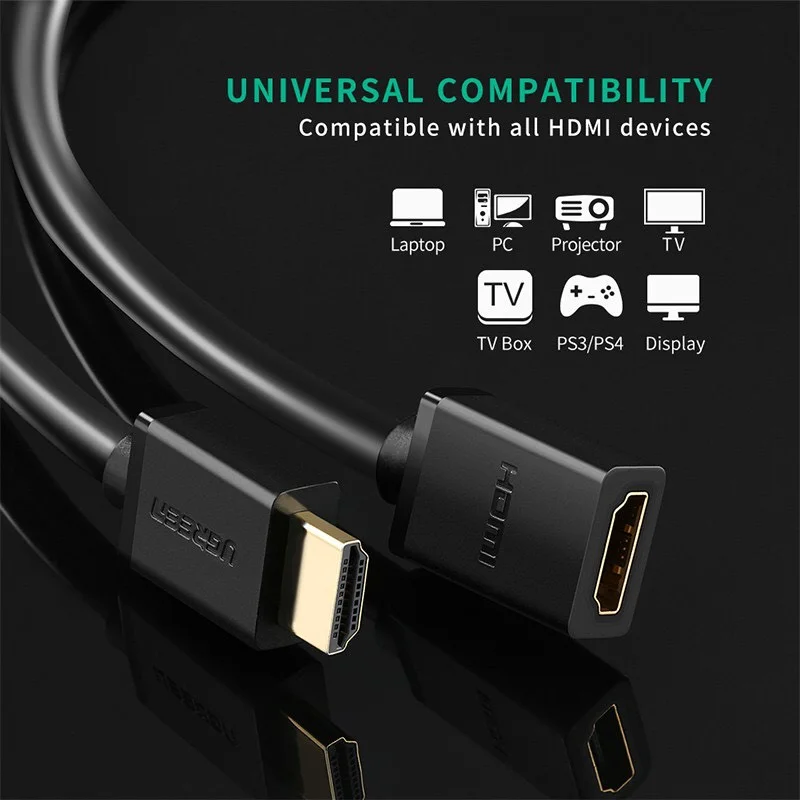 Ugreen 10139 0.3M Hdmi Extension Cable 1.4V Full Copper 19+1 30cm Hd107 10139 — ảnh 3