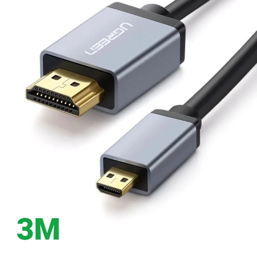 Ugreen 10143 3M màu Đen Cáp chuyển đổi Micro HDMI sang HDMI thuần đồng cao cấp HD109 — ảnh 1