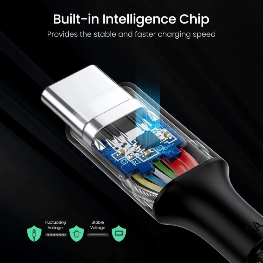 Ugreen 10230 cáp Type C 1 sợi 1M và 1 sợi 2M hỗ trợ sạc nhanh pd 100w