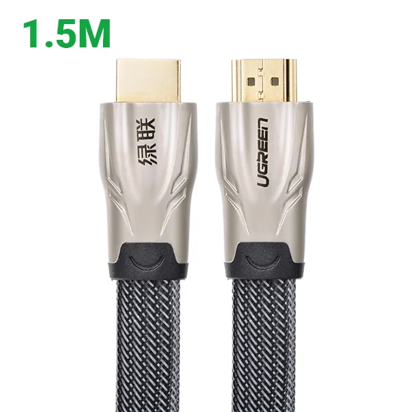 Ugreen 10251 1.5M màu Đen Cáp tín hiệu HDMI vỏ bọc lưới cao cấp cáp dẹt HD102