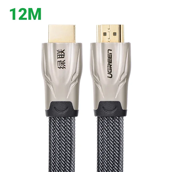 Ugreen 10257 12M màu Đen Cáp tín hiệu HDMI vỏ bọc lưới cao cấp cáp dẹt HD102