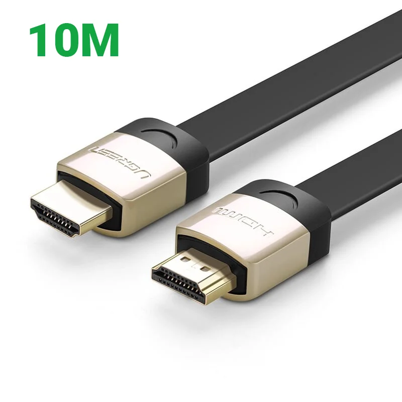 Ugreen 10265 10M màu Đen Cáp tín hiệu HDMI chuẩn 2.0 cáp dẹt đầu bọc hợp kim HD123