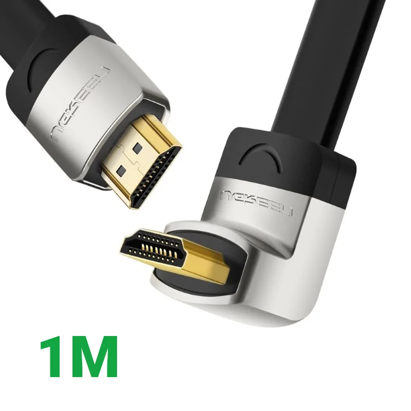 Ugreen 10277 1M dây màu đen đầu màu xám Cáp tín hiệu HDMI dẹt bẻ góc 90 độ HD122 — ảnh 1