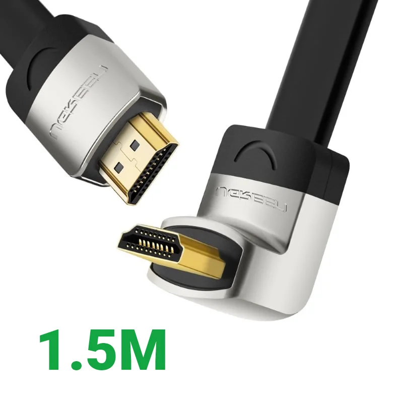 Ugreen 10278 1.5M dây màu đen đầu màu xám Cáp tín hiệu HDMI dẹt bẻ góc 90 độ HD122 — ảnh 1