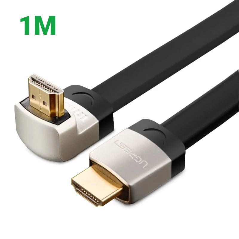 Ugreen 10281 1M dây màu đen đầu màu xám Cáp tín hiệu HDMI dẹt bẻ góc 270 độ HD122 — ảnh 1