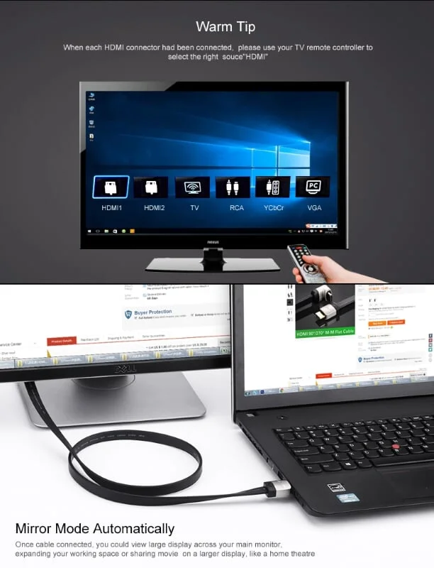 Ugreen 10282 1.5M dây màu đen đầu màu xám Cáp tín hiệu HDMI dẹt bẻ góc 270 độ HD122 — ảnh 9