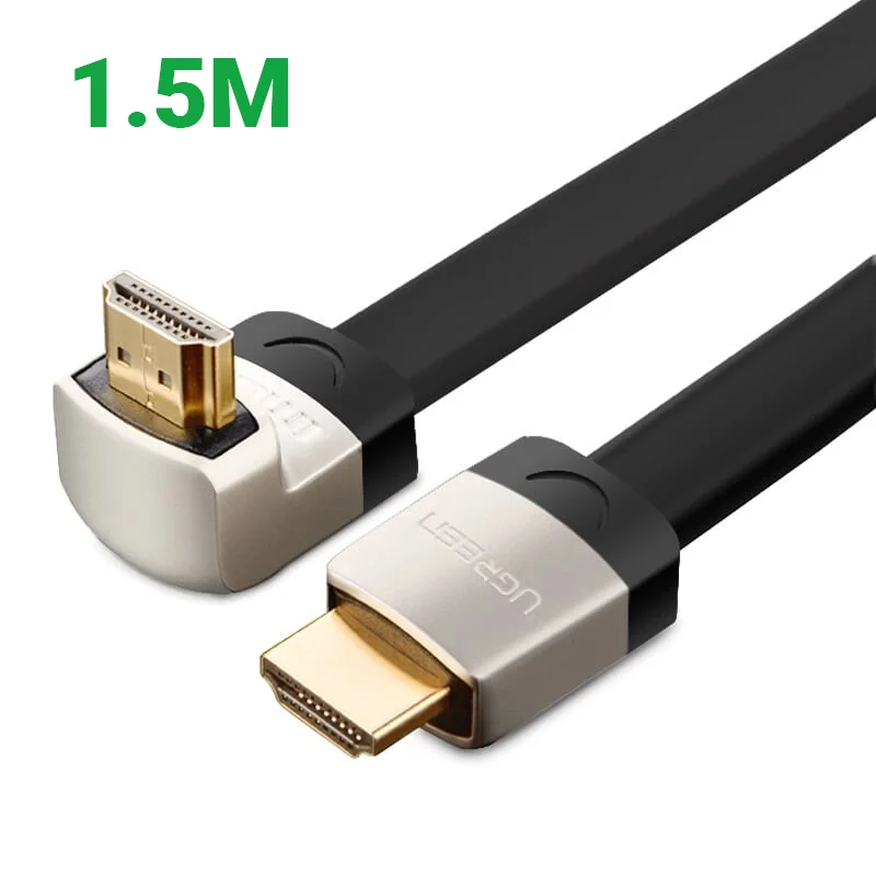 Ugreen 10282 1.5M dây màu đen đầu màu xám Cáp tín hiệu HDMI dẹt bẻ góc 270 độ HD122
