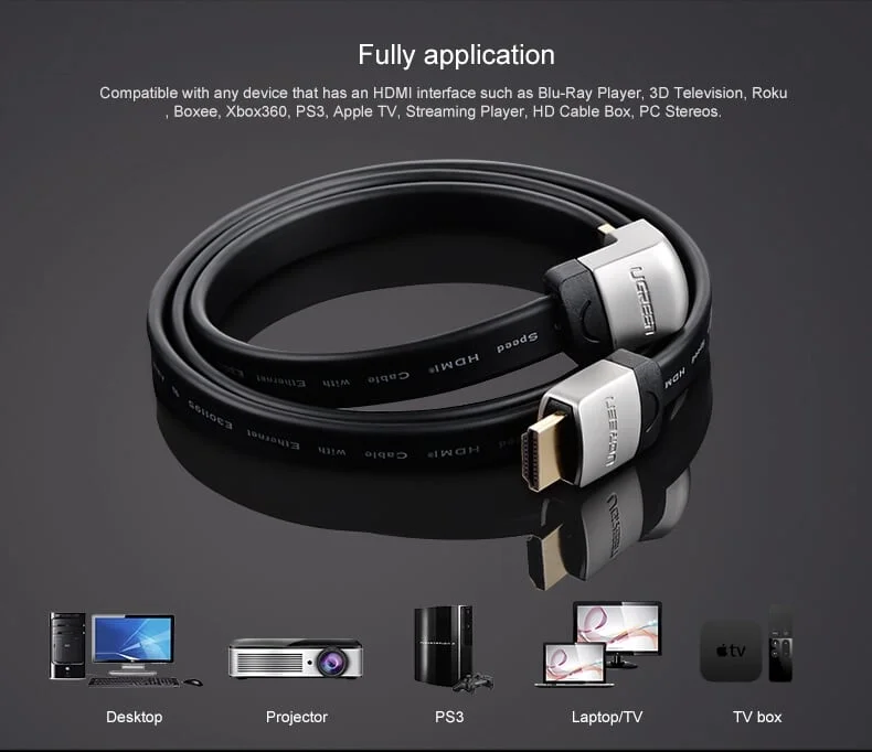 Ugreen 10284 3M màu Đen Cáp tín hiệu HDMI chuẩn 1.4 đầu góc 270 độ HD122 — ảnh 6