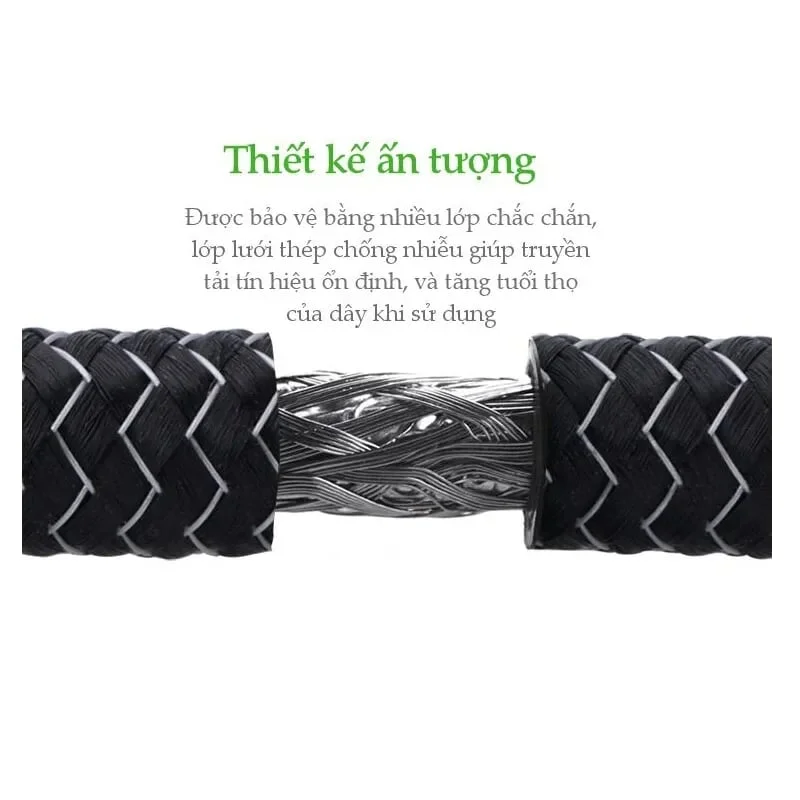 Ugreen 10294 5M màu Đen Cáp tín hiệu HDMI vỏ bọc kim loại hỗ trợ 3D 4K2K HD126 — ảnh 5
