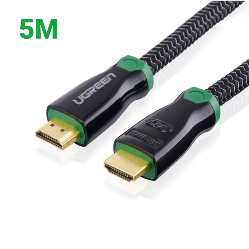 Ugreen 10294 5M màu Đen Cáp tín hiệu HDMI vỏ bọc kim loại hỗ trợ 3D 4K2K HD126