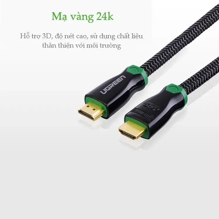 Ugreen 10295 8M màu Đen Cáp tín hiệu HDMI vỏ bọc kim loại hỗ trợ 3D 4K2K HD126 — ảnh 2