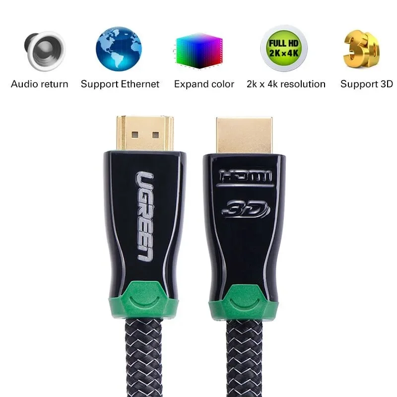 Ugreen 10295 8M màu Đen Cáp tín hiệu HDMI vỏ bọc kim loại hỗ trợ 3D 4K2K HD126 — ảnh 8