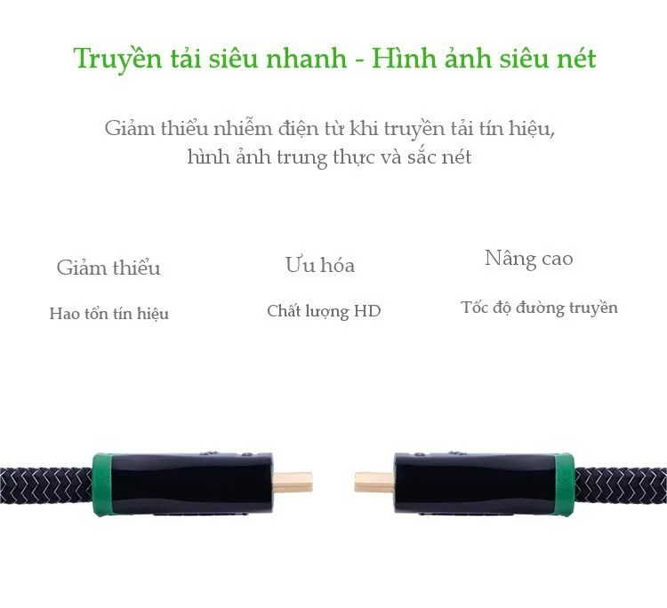 Ugreen 10295 8M màu Đen Cáp tín hiệu HDMI vỏ bọc kim loại hỗ trợ 3D 4K2K HD126 — ảnh 4