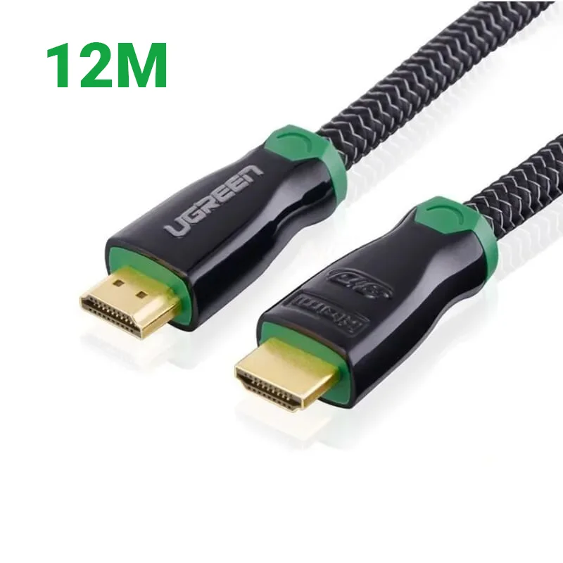 Ugreen 10297 12M màu Đen Cáp tín hiệu HDMI vỏ bọc kim loại hỗ trợ 3D 4K2K HD126