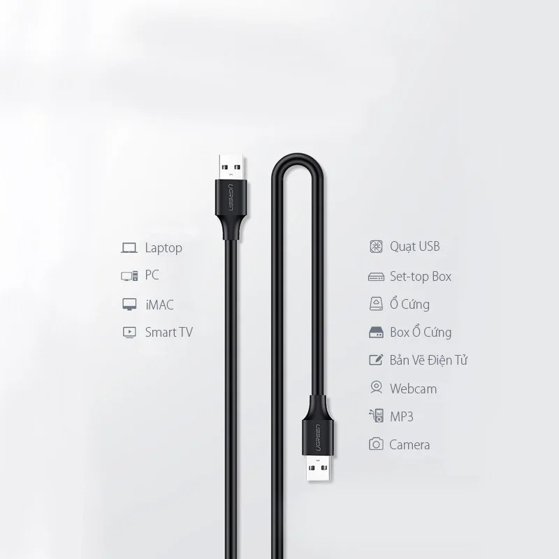 UGREEN 10307 USB 2.0 A Male to A Male Cable 0.25m (Black)