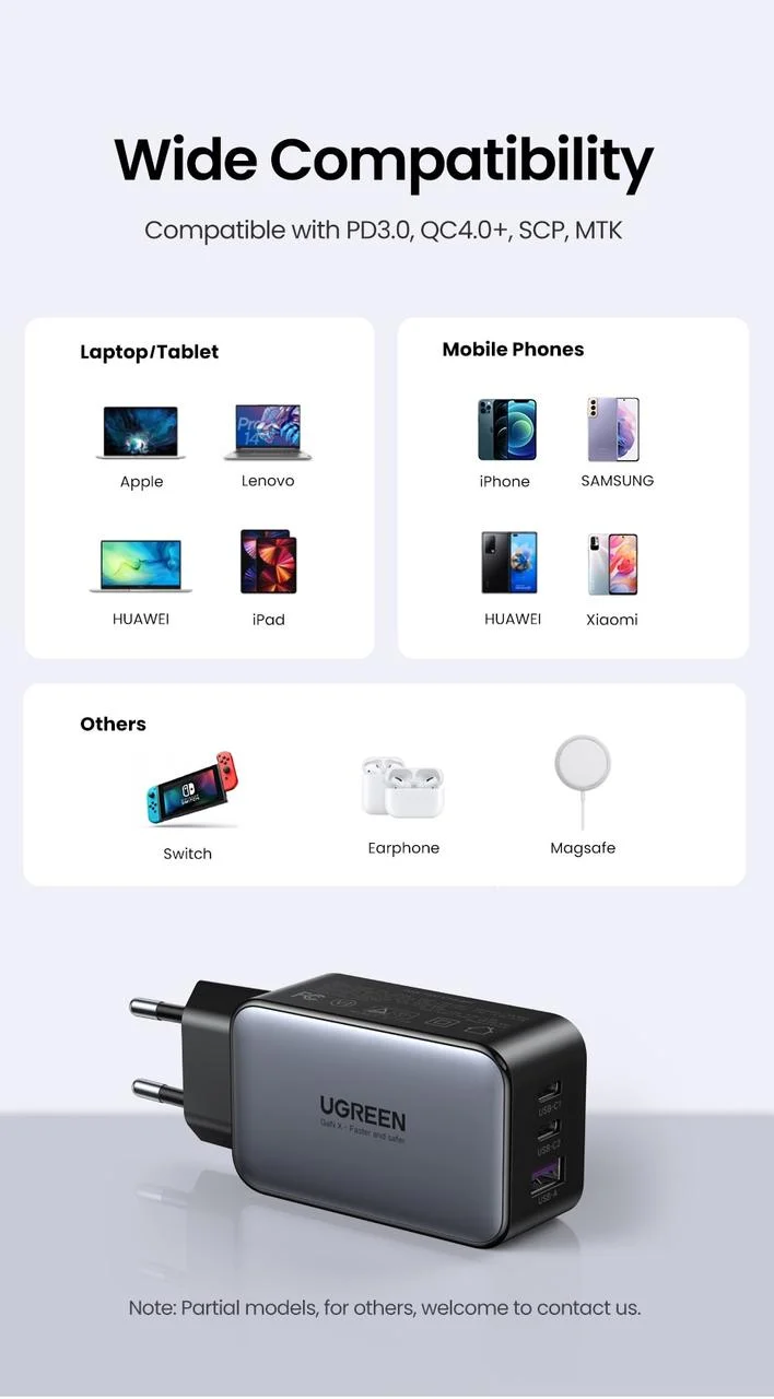 Ugreen 10335 65W 2Port Màu Đen Bộ sạc nhanh PD3.0 GaN sạc siêu nhanh 2 cổng USB-C chân cắm EU CD244 20010335
