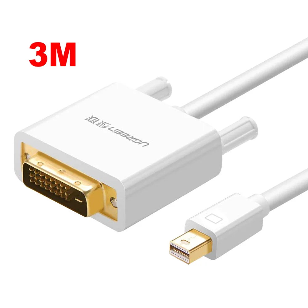 Ugreen 10425 3M Màu Trắng Cáp chuyển đổi Mini DP sang DVI 24+1 hỗ trợ phân giải 1080P MD102