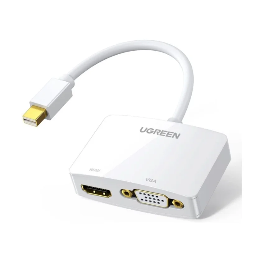 Ugreen 10427 Màu Trắng Bộ chuyển đổi Mini DP sang HDMI + VGA hỗ trợ phân giải 1080P (không ra cùng 1 lúc) MD108 — ảnh 2