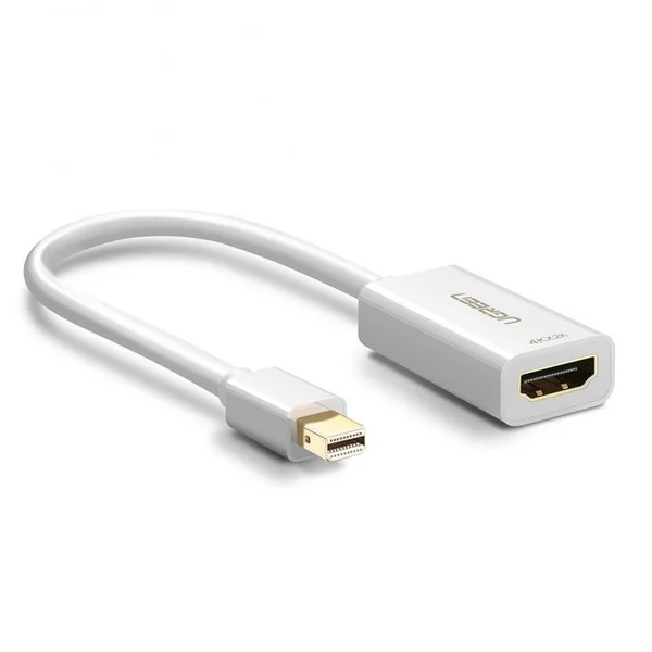 Ugreen 10460 18CM màu Trắng Cáp chuyển đổi Mini DP sang HDMI hỗ trợ phân giải 1920x1080 MD112