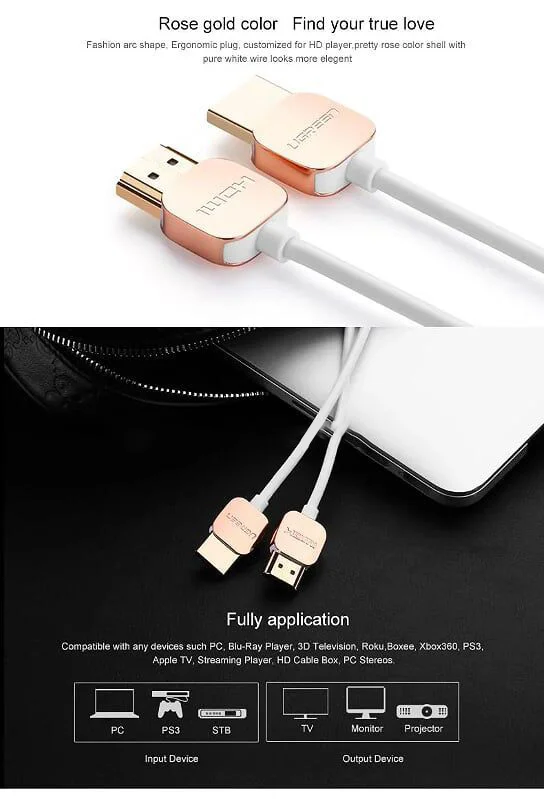 Ugreen 10473 0.5M Hdmi Cable Ultra Slim Version 2.0 19 + 1 HD117 — ảnh 7