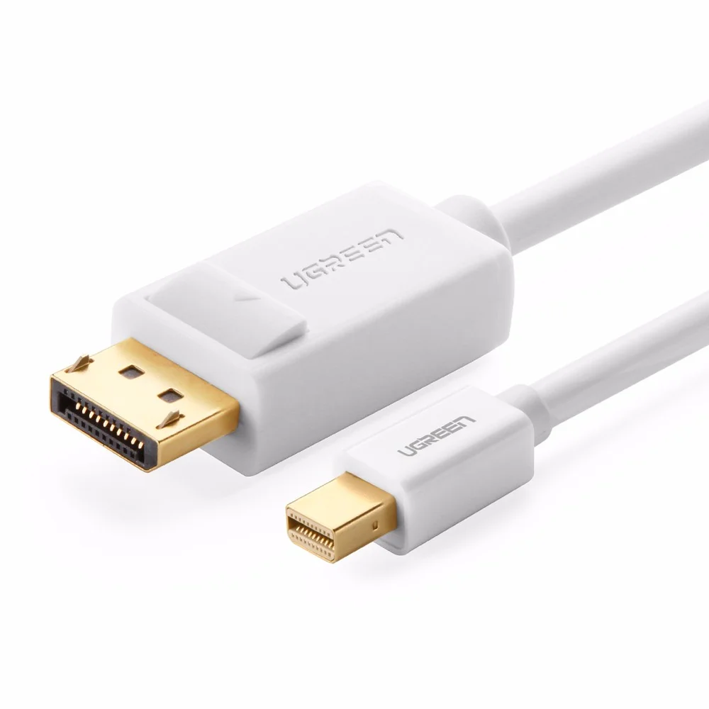 Ugreen 10476 1.5M Màu Trắng Cáp chuyển đổi Mini DP sang DisplayPort hỗ trợ phân giải 4K x 2K MD105