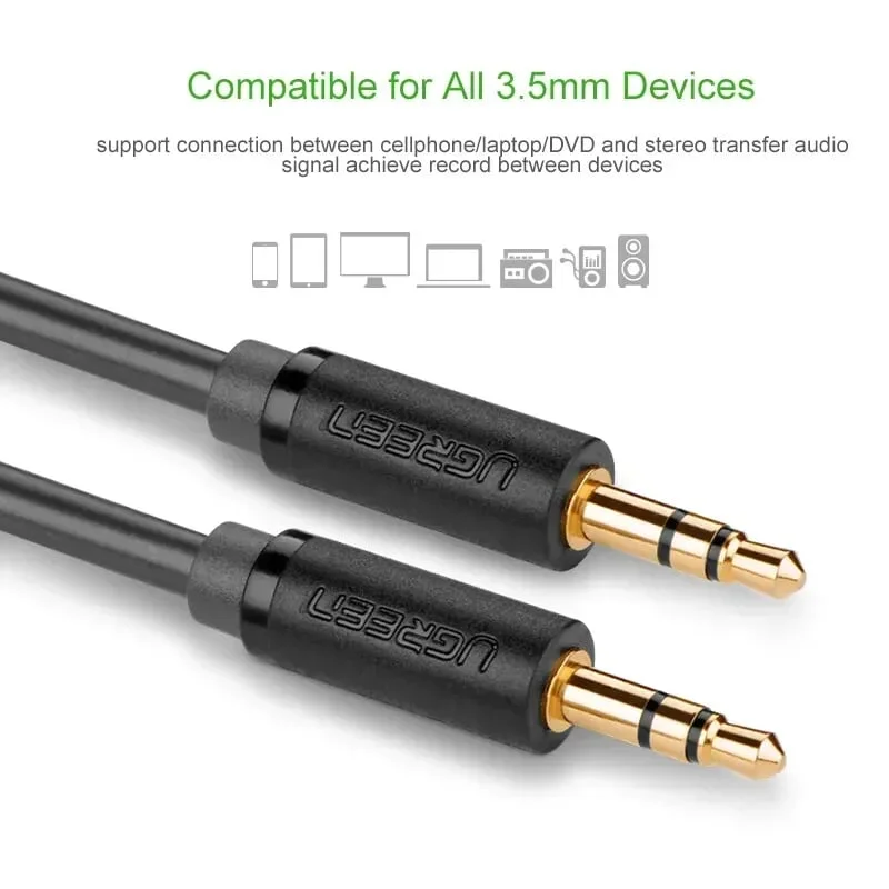 Ugreen 10502 1M màu Đen Cáp âm thanh 2 đầu 3.5mm dương AV101 — ảnh 2