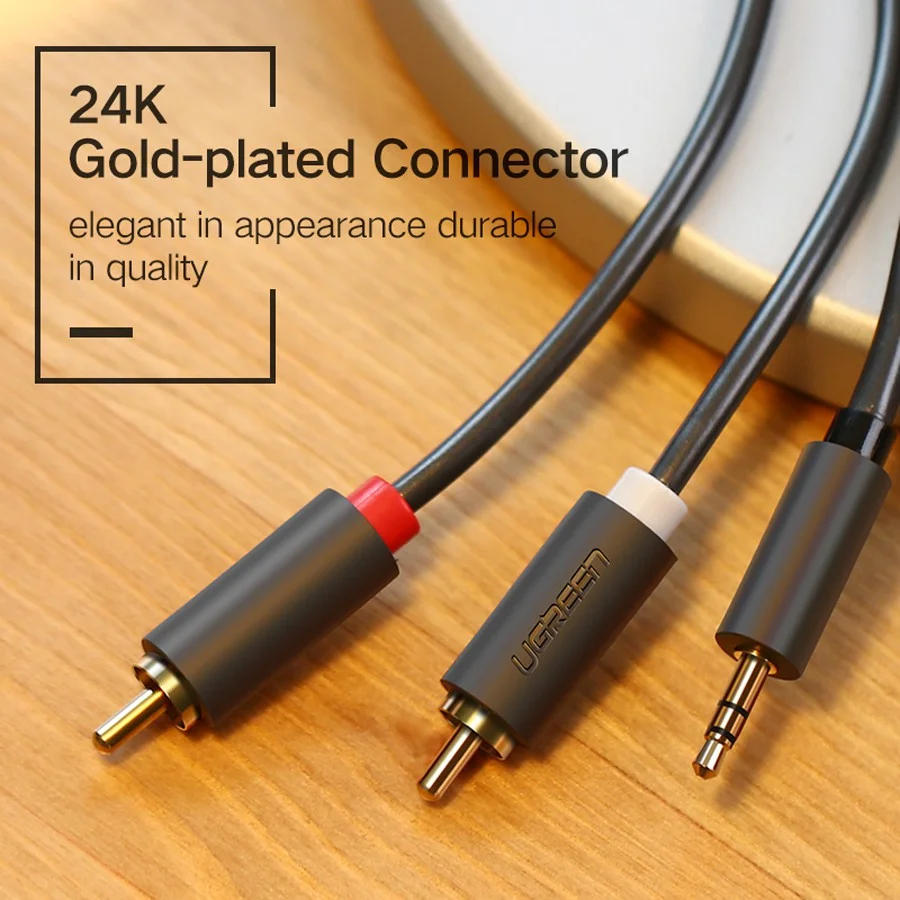 Ugreen 10510 2M màu Đen Cáp âm thanh 2 đầu Bông sen sang 3.5mm dương AV102