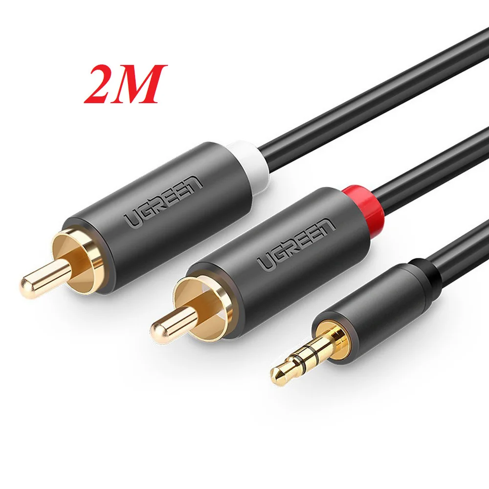 Ugreen 10510 2M màu Đen Cáp âm thanh 2 đầu Bông sen sang 3.5mm dương AV102