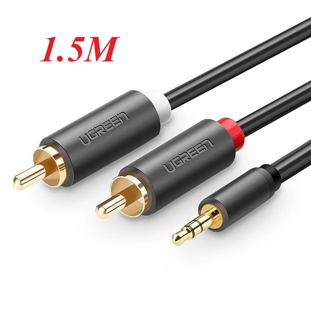 Ugreen 10511 1.5M màu Đen Cáp âm thanh 2 đầu Bông sen sang 3.5mm dương AV102