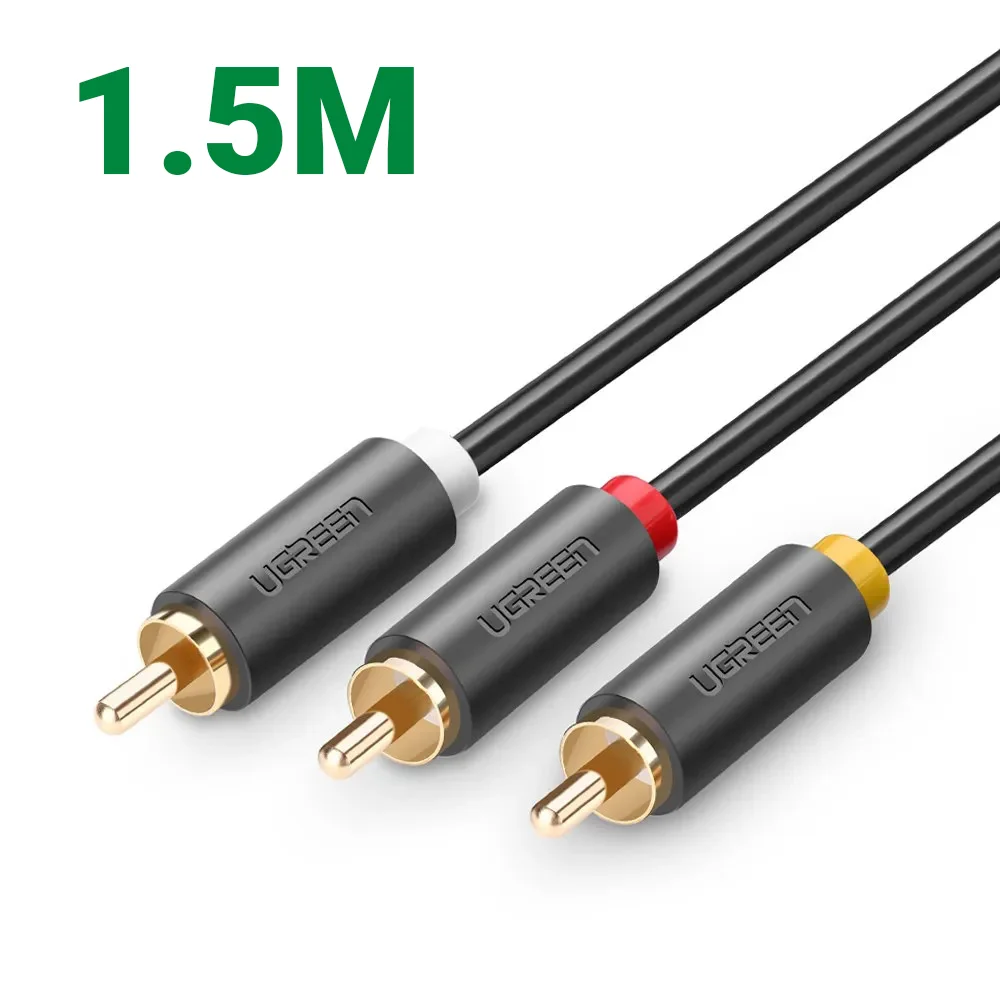 Ugreen 10524 1.5M màu Đen Cáp âm thanh Bông sen 3 ra 3 dương AV105