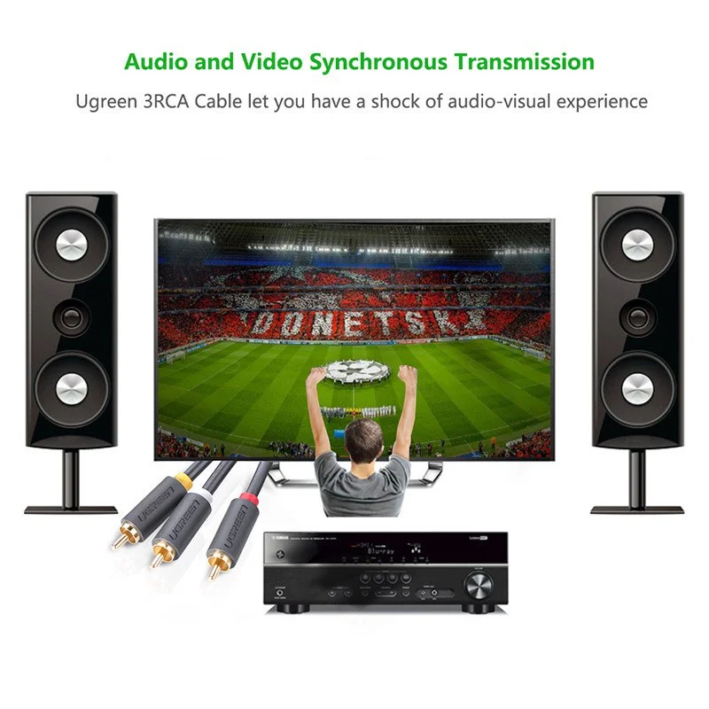 Ugreen 10525 2M màu Đen Cáp âm thanh Bông sen 3 ra 3 dương AV105 — ảnh 3