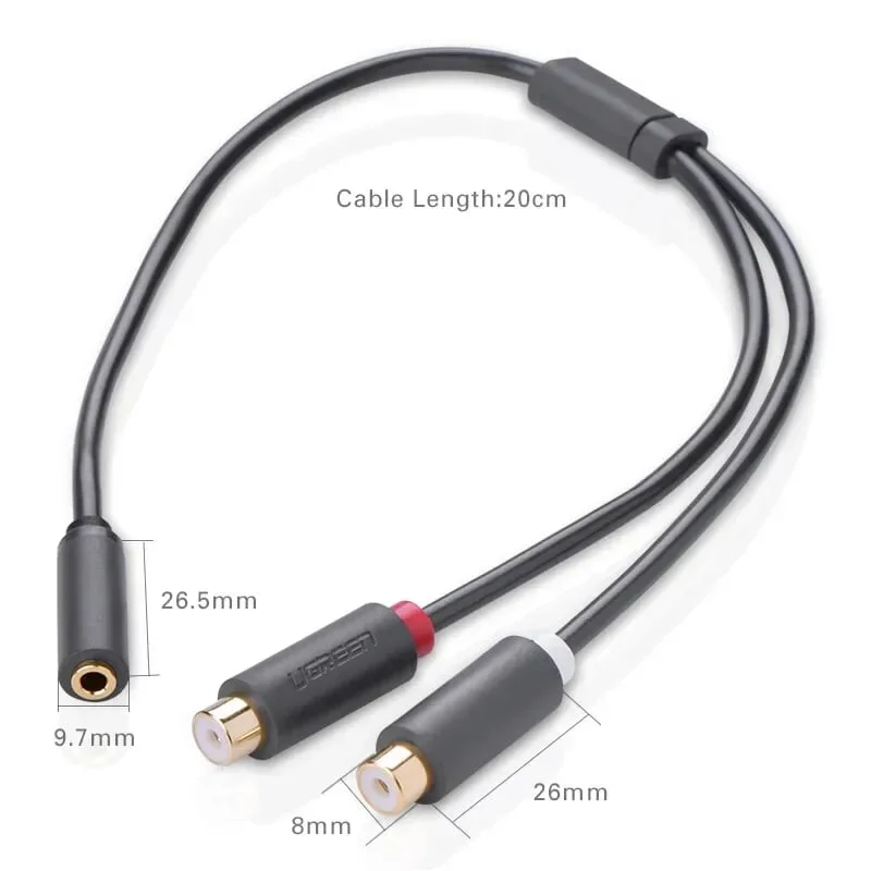 Ugreen 10562 25CM màu Đen Cáp âm thanh 2 đầu Bông sen âm sang 3.5mm âm AV109 — ảnh 2