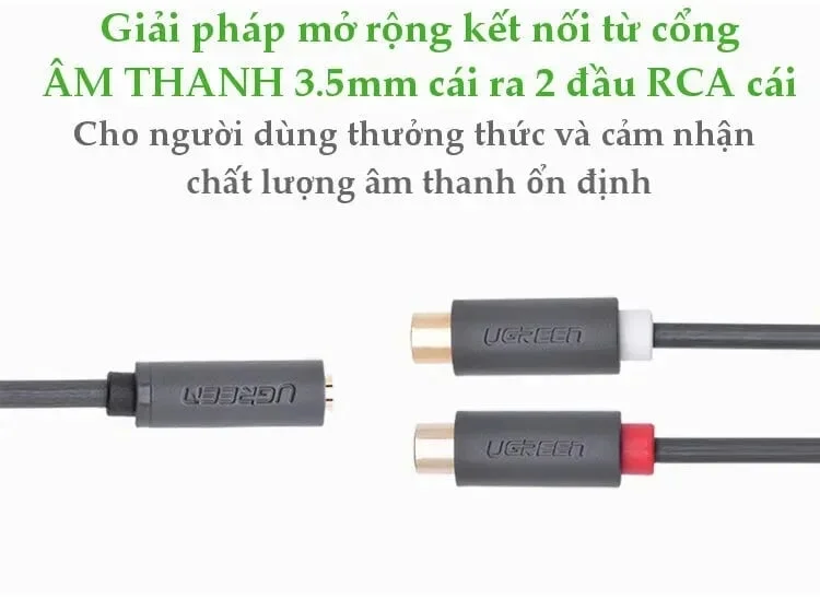 Ugreen 10562 25CM màu Đen Cáp âm thanh 2 đầu Bông sen âm sang 3.5mm âm AV109 — ảnh 8