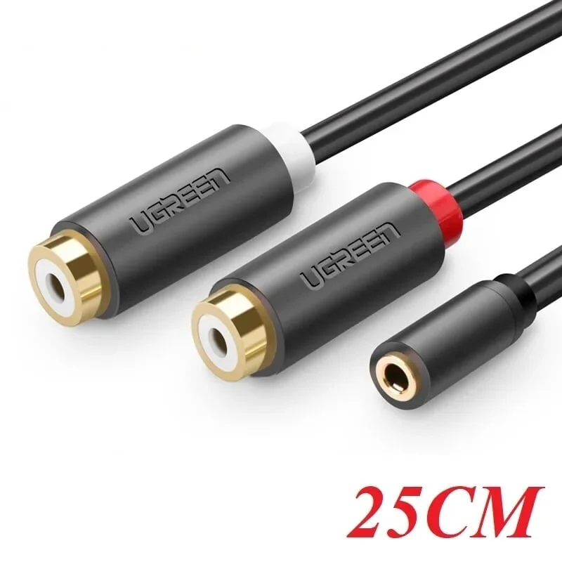Ugreen 10562 25CM màu Đen Cáp âm thanh 2 đầu Bông sen âm sang 3.5mm âm AV109