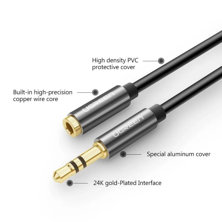 Ugreen 10595 3M màu Đen Cáp âm thanh 3.5mm nối dài AV118 — ảnh 4