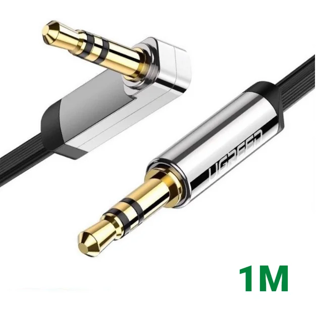 Ugreen 10597 1M màu Đen Cáp âm thanh 2 đầu 3.5mm dương đầu vuông góc mạ vàng AV119