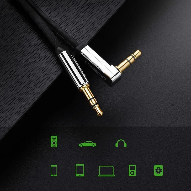 Ugreen 10599 2M màu Đen Cáp âm thanh 2 đầu 3.5mm dương đầu vuông góc mạ vàng AV119 — ảnh 5