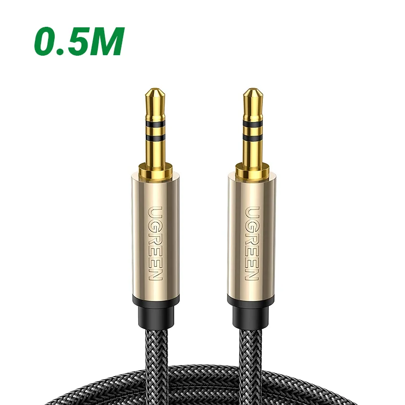 Ugreen 10601 0.5M màu Đen Cáp âm thanh 2 đầu 3.5mm dương cao cấp AV125